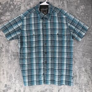 KUHL Mens Plaid Short Sleeve Button Up Shirt Eluxor Mountain Groove Medium